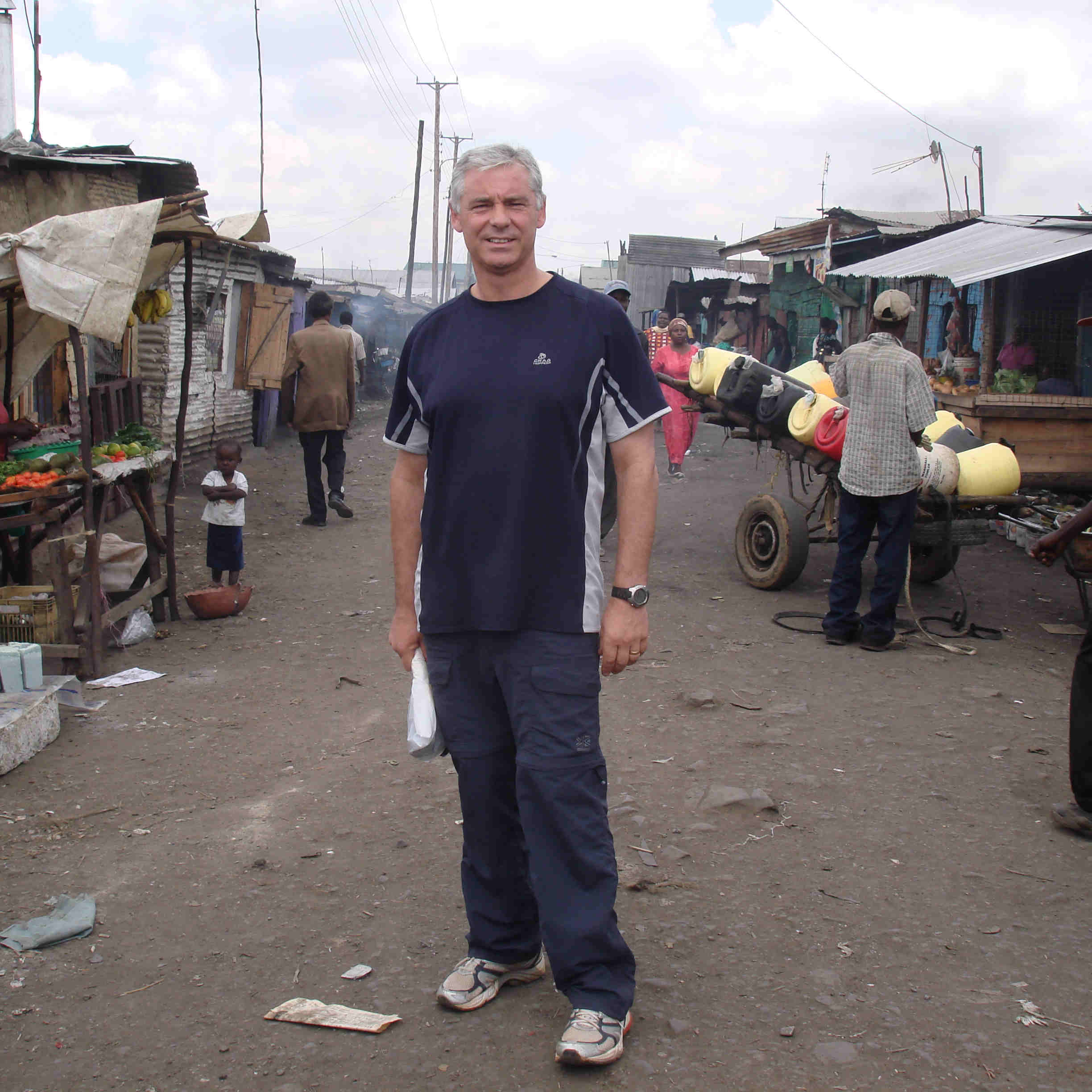 Peter Visiting Nairobi slum, Kenya, 2009
